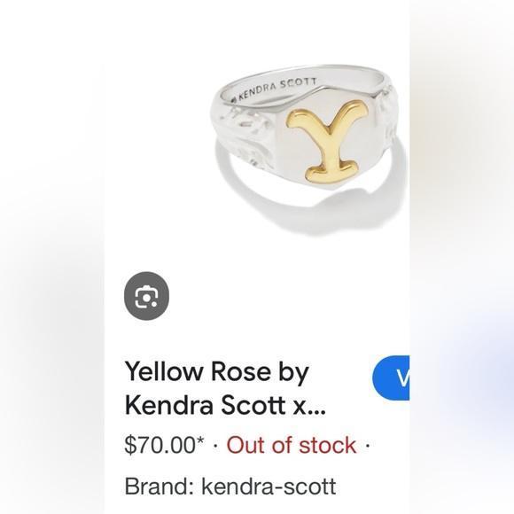 Kendra Scott Silver Beth- Yellowstone (Yellow Rose) Band Ring - Picture 5 of 5